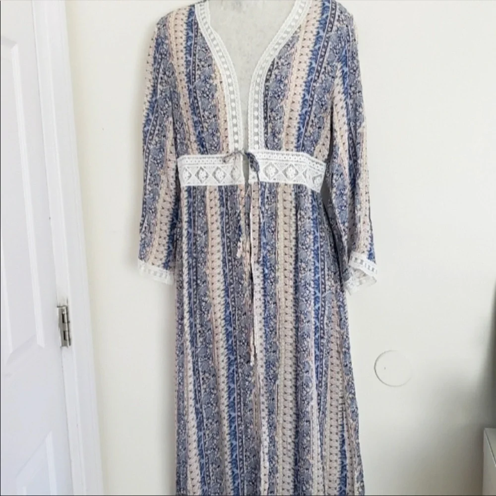 NWT REBELLION AGAIN boho cover up lace kimono M